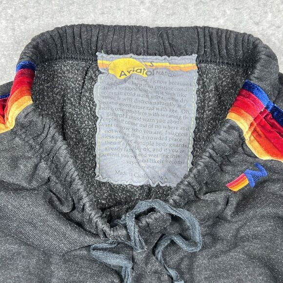 Aviator Nation Sweatpants Joggers 5 Stripe Rainbow Velvet Logo Women’s Small - Picture 8 of 13